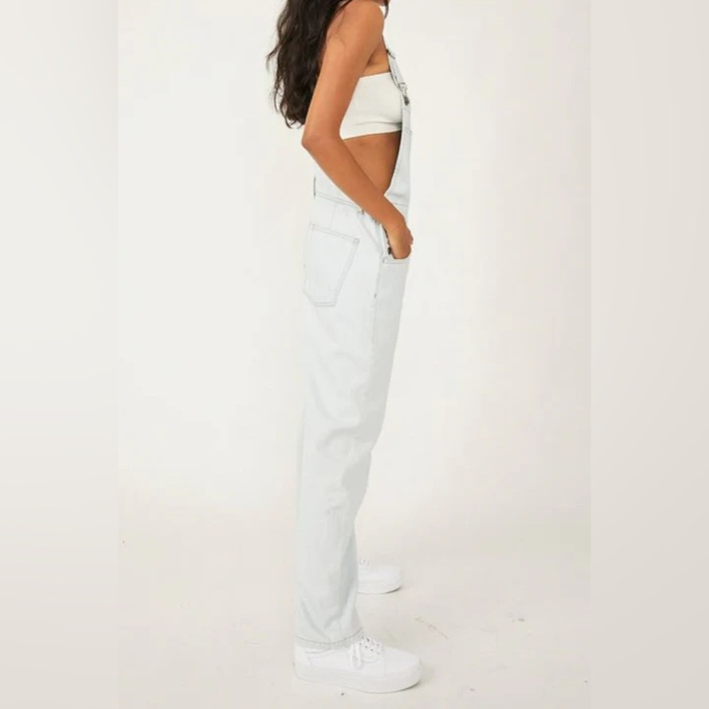Free People We The Free Cotton Denim Overalls in Beach Bloom - Small - Picture 3 of 16